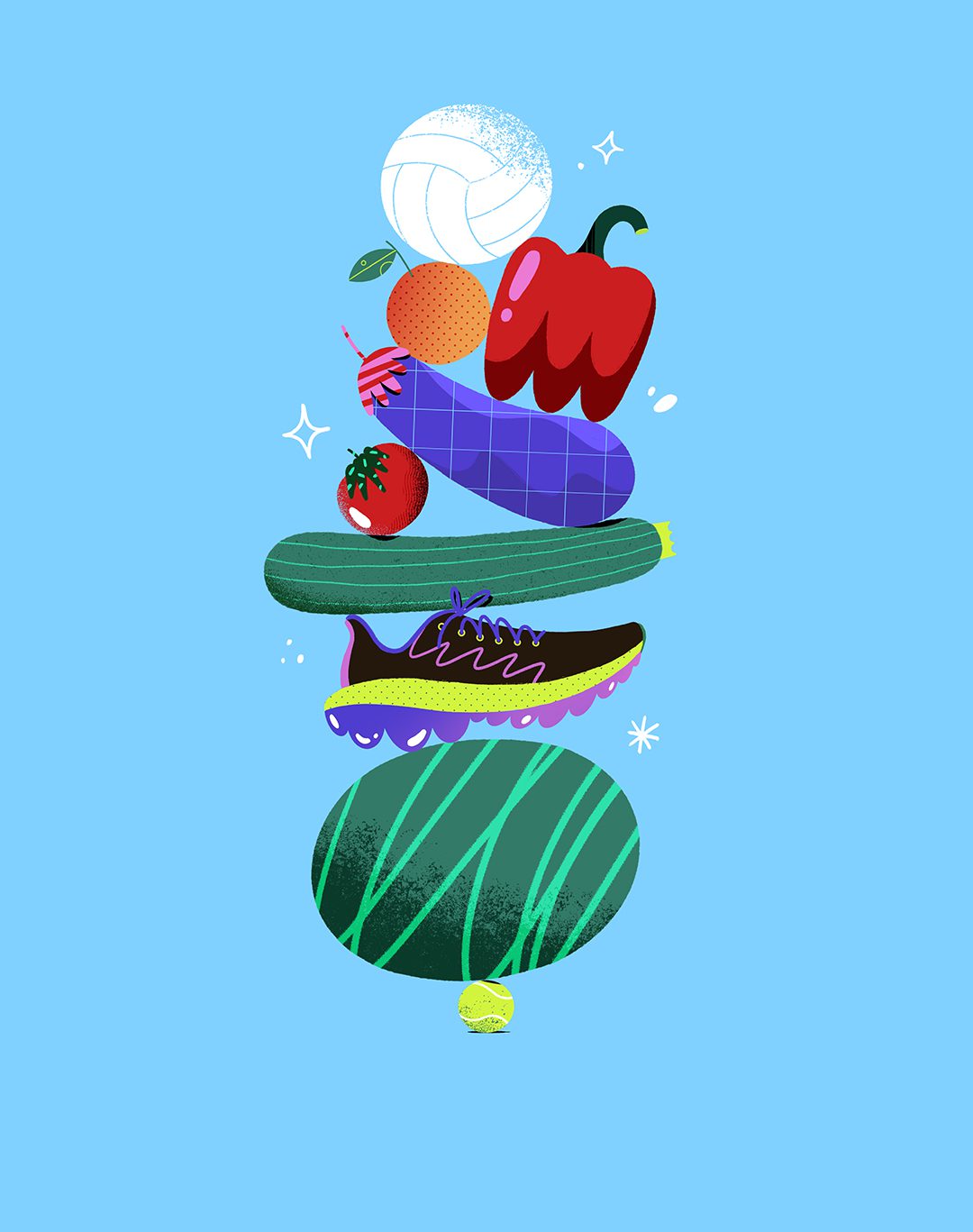 food sport illustration vegetables fruits