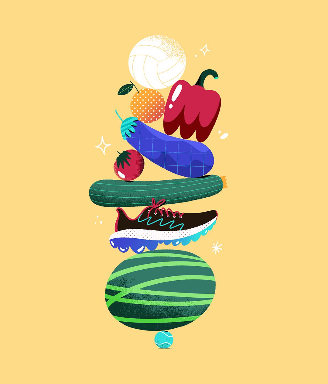 food sport illustration vegetables fruits